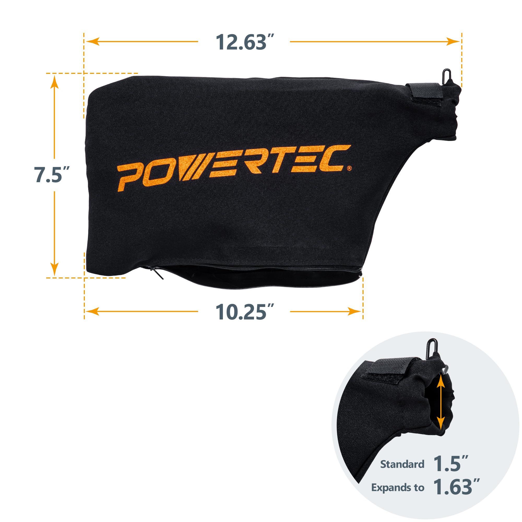POWERTEC 75081 Miter Saw/Track Saw Dust Bag fits Nominal 1-1/2