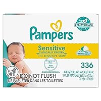 Pampers Sensitive Water Based Hypoallergenic and Unscented Baby Wipes, 336 count (Packaging May Vary)