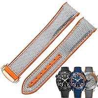 20mm 22mm Watch Bracelet for Omega 300 SEAMASTER 600 Planet Ocean Folding Buckle Silicone Nylon Strap Watch Accessories Watch Band (Color : Grey Orange Rosegold, Size : 20mm)