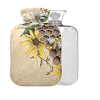 Retro Honey Bee Apiary Hot Water Bottle with Cover 1L Small Hot Water Bag for Pain Relief Back Pain Hot Cold Therapy BAP Free
