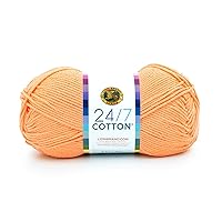 Lion Brand Yarn (1 Skein) 24/7 Cotton® Yarn, Creamsicle