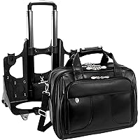 USA Chicago 15.6' Leather Patented Detachable Wheeled Laptop Overnight with Removable Briefcase