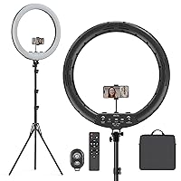 21 inch Ring Light with Stand Outer 55W 5600k Dimmable LED Light, Tripod Stand,and Phone Holder，Remote Controller,Carrying Bag ，CRI 97+ 2540lux, for Streaming Home Office Zoom Call Lighting