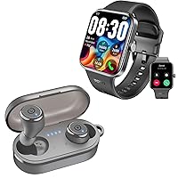 TOZO S4 AcuFit One Smartwatch Bluetooth Talk Dial Fitness Tracker Black + T10mini Wireless Earbuds Bluetooth 5.3 Headset New Upgraded Version Gray