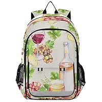ALAZA Wine Glass and Bottle with Cheese Backpack Cycling, Running, Walking, Jogging