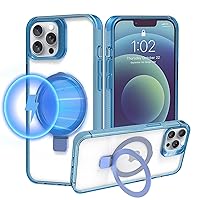 Vaucas-CI Magnetic Stand Case for iPhone 14 Pro Max, Invisible Stand Clear Slim Shockproof Drop Protective Phone Case for Men Women [Not Yellowing] [Compatible with MagSafe]
