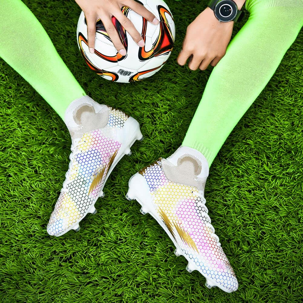 WELRUNG Unisex's AG Cleats Professional Long Studs Wear Resistant Football Training Athletic Soccer Shoes for Youth 