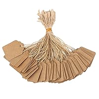 G2PLUS 500PCS Small Price Tags with String Attached,1.38'' X 1.8'' Clothes Size Tags Coupon Tags Marking Tag Brown Merchandise Tags Clothing Tags for Product Jewelry Clothing Tags, Store Sale Supplies