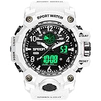 Men’s Military Watch, Dual-Display Waterproof Sports Digital Watch Big Wrist for Men with Alarm