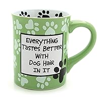 Enesco Our Name is Mud “Dog Hair, 16 oz. Stoneware Mug, 1 Count (Pack of 1), Green