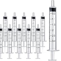 10 Pack 3cc Syringes, 3ml Plastic Syringe Individually Sealed Without Needle for Liquid, Dog Cat Syringe, Glue Applicator, Colostrum Collection (3ML)