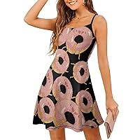 Sweet Fun Spaghetti Strap Mini Dress Sleeveless Adjustable Beach Dresses Backless Sundress for Women