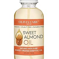 Sweet Almond and Sweet Orange Essential Oil by Olivia Care – 100% Natural & Vegan. Moisturize, Hydrate, Replenish, Brightens & Restore Skin. Infused with Vitamin C - Eliminate Dryness - 4 OZ