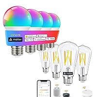 Matter A19 Smart Light Bulbs with Matter ST19 Filament Smart Bulbs E26 LED Color Changing Light Bulbs Equi 60W 800LM CRI90 Work with Alexa/Google Home/Apple Home/SmartThings/Siri