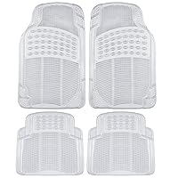 BDK 4-Piece Rubber Transparent Clear Floor Mats Heavy Duty for Front & Rear Car Truck Van SUV, All Weather Protection, Universal Fit