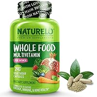 NATURELO Whole Food Multivitamin for Women - with Vitamins, Minerals, & Organic Extracts - Supplement for Energy and Heart Health - Non GMO - 240 Vegan Capsules