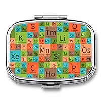 Chemical Periodic Table Portable Pill Box 2 Compartment Medicine Pill Case Travel Pill Organizer for Pocket Purse
