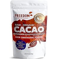 Cacao Powder Organic Raw - Natural Unsweetened Cocoa - Rich Dark Chocolate Taste - Make Sugar-Free, Vegan, Keto & Gluten-Free Hot Chocolate’s and Recipes - 2lb/ 32oz