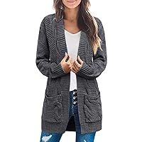 MEROKEETY Women's 2024 Long Sleeve Cable Knit Cardigan Sweaters Open Front Fall Outwear Coat