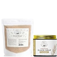 Natural Elephant Moroccan Spa Essentials Bundle:Rosemary Black Soap & Ghassoul Clay 1lb