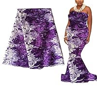 African Lace Fabric 5 Yards 2022 Net Nigerian Lace French Lace Fabric Embroidered Guipure Cord Lace LF204(Purple)