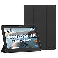 Android Tablet 10 inch, Android 13 Tablet for Adults Google Certified Tablet with Case (4+4) 8GB 64GB WiFi Tablets PC with IPS Touch Screen, Octa-Core Processor, Bluetooth Dual Camera
