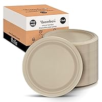 500 Pack Disposable Bamboo Paper Plates (9 inch) - Sturdy & Heavy Duty Plates | PFAS Free, Biodegradable & Compostable Plates | Microwave Safe, Ecofriendly Alternative to Paper & Plastic Plates