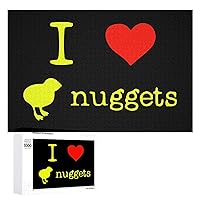 I Love Chicken Nuggets Funy Jigsaw Puzzles Wooden Intellectual Puzzles Adults Brain-Teasing Game for Idea Gift