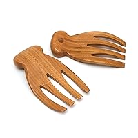 Lipper International Bamboo Wood Salad Hands With Knob Handles, 4