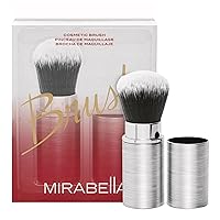 Mirabella Retractable Kabuki Brush, Premium Professional Makeup Brush Collection, Cruelty-Free Synthetic Bristle Brush with Hand-Sculpted Brushed Aluminum Handle, Luxury Blending Brush for Makeup