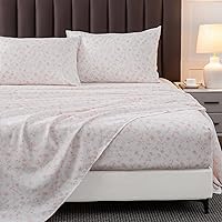 HYPREST Pink Floral Sheets Queen,Deep Pocket Sheets, 1800 Thread Count Pattrn Bed Sheets Soft Breathable Cute Aesthetic Shabby Chic Bed Sheets, Oeko-Tex Certificated- Up to 18 Inch