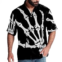 Hawaiian Shirts for Men, Men's Casual Button-Down Shirts, Womens Hawaiian Shirt, Skeleton Skull