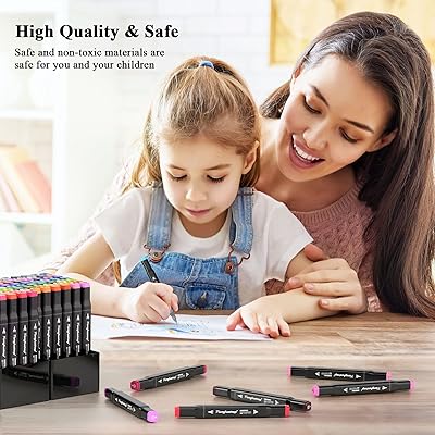 Tongfushop 80 Colored Marker Set,1 Second Quickly Drying Marker Pens,Double  Tip