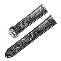 Watch Band for Cartier Tank Solo Men Lady Deployant Clasp Watch Strap Genuine Leather Soft Watch Bracelet Belt 20mm 22mm 23mm (Color : Black-Rose Gold, Size : 23mm)