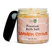 Summer Citrus Bath Salt - Face & Body Scrub - All Natural, Vegan, & Cruelty-free Exfoliator - Moisturizing Bath Soak for Rejuvenating Skin - Essential Oils - 8 Oz Jar