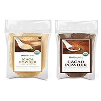Healthworks Cacao Powder and Healthworks Maca Powder Raw (32 Ounces / 2 Pounds)