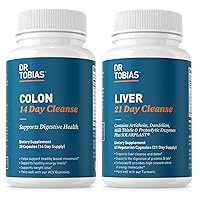 Colon 14 Day Cleanse & Liver 21 Day Cleanse Supplements, with Fiber, Herbs & Probiotics, Solarplast, Artichoke, Milk Thistle, Supports Gut and Liver Health.