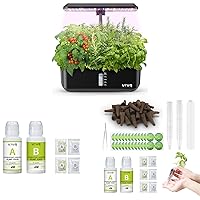 12 Pods Hydroponics Growing System Indoor Garden Black & 188Pcs Hydroponic Pods Supplies & 600ml Plant Food Nutrients