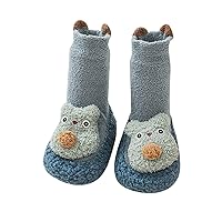 Winter Children Toddler Boys and Girls Long Tube Sock Shoes Flat Bottomed Non Slip Plush Warm and Shoes for Girls Size 4