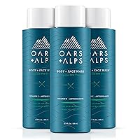 Oars + Alps Men's Moisturizing Body and Face Wash, Skin Care Infused with Vitamin E and Antioxidants, Sulfate Free, Alpine Tea Tree, 3 Pack