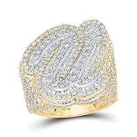 The Diamond Deal 10kt Two-tone Gold Mens Baguette Diamond U Initial Letter Ring 7-7/8 Cttw