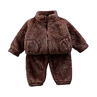 Toddler Kids Baby Girl Boy Clothes Winter Warm Fleece Hooded Bear Ear Sweatshirt Tops And Pants Short Robes for
