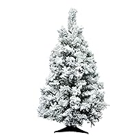 Vickerman 3Ft. Flocked Alaskan Unlite White on Green Christmas Tree w/ 116 Tip