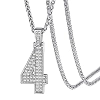 Number Necklaces For Men, Bling Numbers Chain Necklace Hip Hop Simulated Diamond Pendant with Tennis Chain Spiga Chains