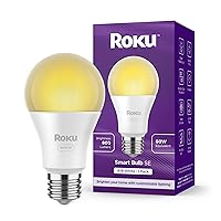 Roku Smart Light Bulbs (White, 1-Pack) - Dimmable A19 Lightbulbs with Adjustable Brightness & Temperature - WiFi Smart Bulbs Works Voice, Alexa & Google Assistant, No Hub Required