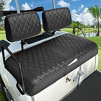 Club Car DS Pre-2000 Golf Cart Seat Cover Thick Premium Marine Leather Made with Custom Diamond Stripe Soft Comfortable/Anti-Scratch/Anti-Fading/NO Stapler Required