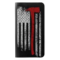 jjphonecase RW3958 Firefighter Axe Flag PU Leather Flip Case Cover for Samsung Galaxy S24 Ultra