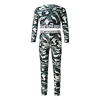 TiaoBug Kids Girls Camouflage Clothes Set Long Sleeves Crop Tops and Leggings Dance Sports Outfits Tracksuit Set