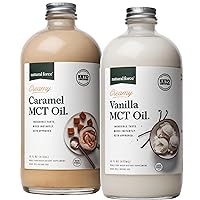 Natural Force Creamy Vanilla + Creamy Caramel MCT Oil Bundle – Gluten-Free, Non GMO, Emulsified Flavored MCTs from Organic Coconuts – Keto, Paleo, and Vegan – 2x 16 Ounce Glass Bottles