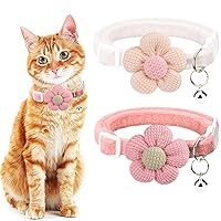 Breakaway Cat Collars with Bells, MUZIEBA Kitten Collar for Girl Boy Adjustable Safety Kitty Collars for Cats Puppy and Small Pets (2 Pack (Pink + White))